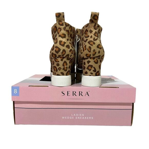Serra Womens Leopard Wedge Heel High-Top Sneakers Size 8 - Picture 3 of 11